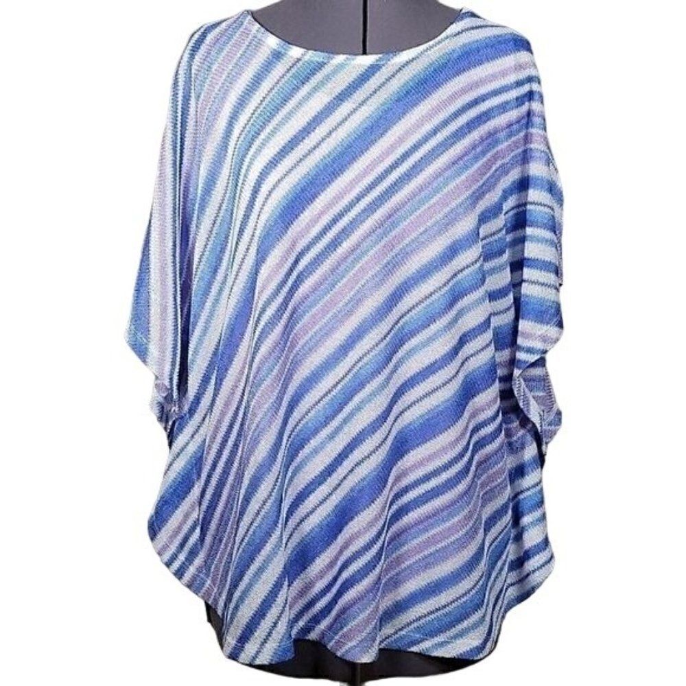 NWOT Susan Graver Striped Sweater Knit Scarf Top & Tank Set Sz XXS